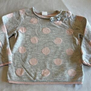 H&M Kids Sweater - Gray with Pink Dots all around and bow on the chest